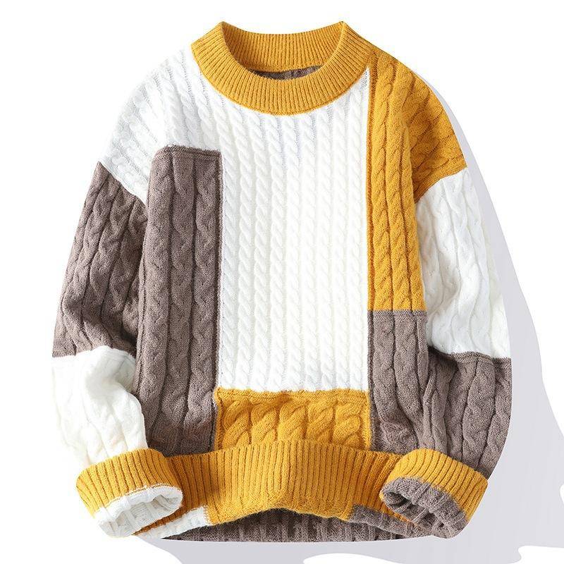 Frühling Winter Mode Patchwork Lose Pullover Männer Streetwear männer Casual Pullover Warme Strick Pullover Männer XXXL von Joom DACH