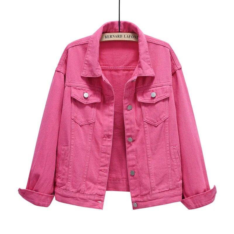 Frühling herbst Neue Jeansjacke Frauen Casual Tops Kurzmantel Weibliche farbe Jean Jacken Lose Oberbekleidung Frau Tops M von Joom DACH