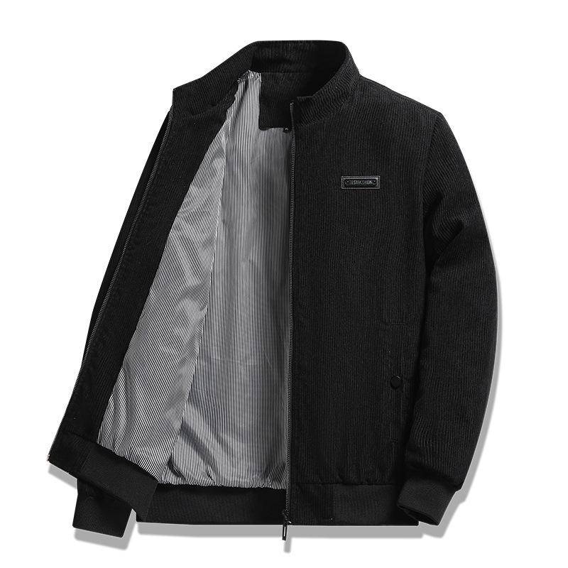 Frühling und Herbst Cord Jacke Herren Jacke Frühling Stehkragen Jacke Männer 2XL schwarz von Joom DACH