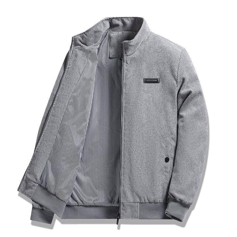Frühling und Herbst Cord Jacke Herren Jacke Frühling Stehkragen Jacke Männer L grau von Joom DACH