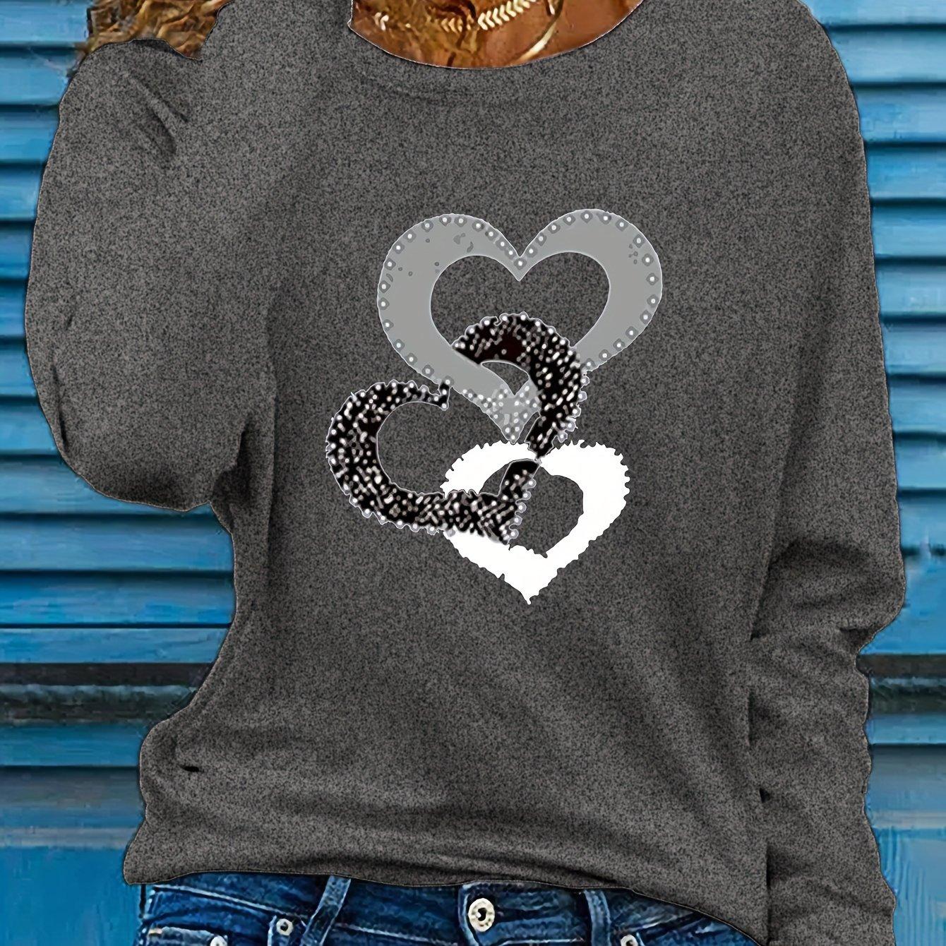 Frühling und Herbst Damen Casual Langarm T-Shirts, herzförmige Rundhals T-Shirts, Damenbekleidung 2XL Frühling und Herbst Damen Casual Langarm T-Shirts, herzförmige Rundhals T-Shirts, Damenbekleidung 2XL von Joom DACH