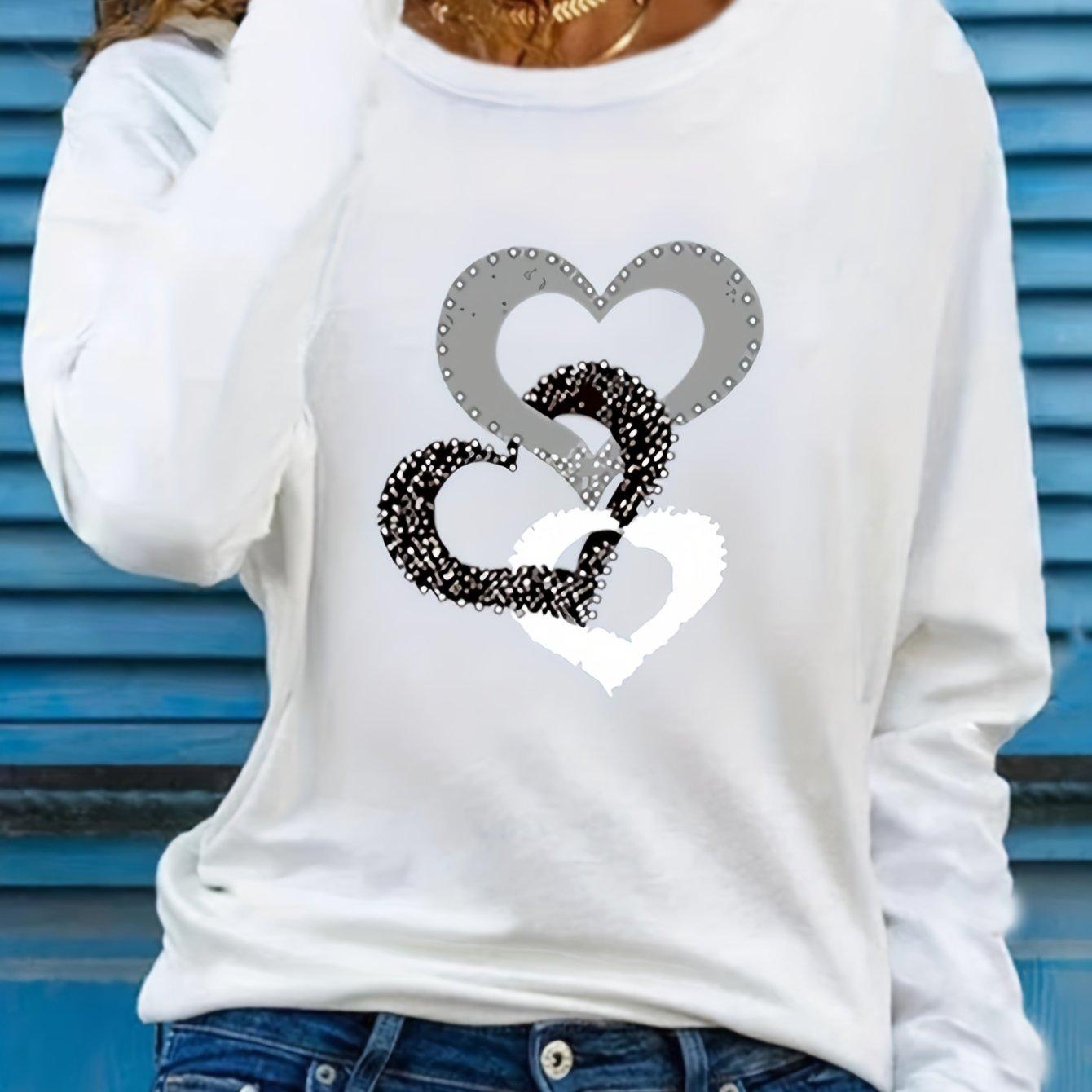 Frühling und Herbst Damen Casual Langarm T-Shirts, herzförmige Rundhals T-Shirts, Damenbekleidung 4XL Frühling und Herbst Damen Casual Langarm T-Shirts, herzförmige Rundhals T-Shirts, Damenbekleidung 4XL von Joom DACH
