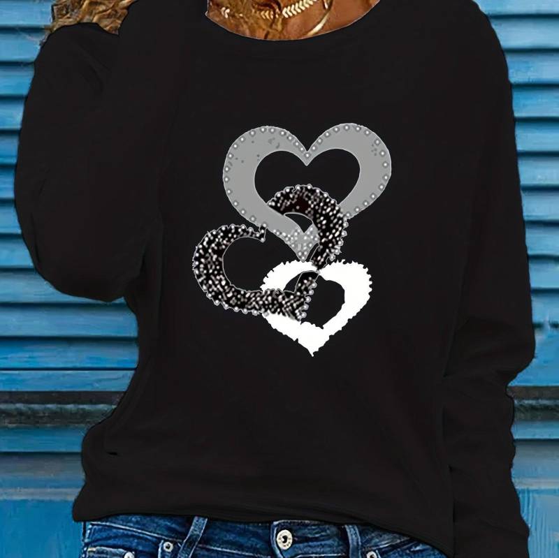 Frühling und Herbst Damen Casual Langarm T-Shirts, herzförmige Rundhals T-Shirts, Damenbekleidung 6XL Frühling und Herbst Damen Casual Langarm T-Shirts, herzförmige Rundhals T-Shirts, Damenbekleidung 6XL von Joom DACH