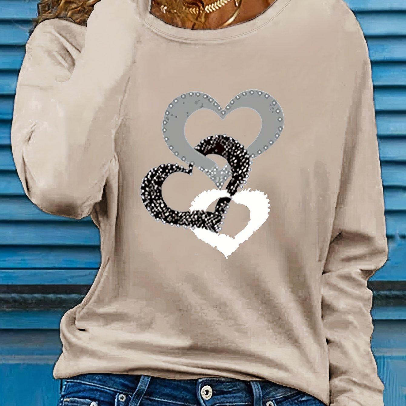 Frühling und Herbst Damen Casual Langarm T-Shirts, herzförmige Rundhals T-Shirts, Damenbekleidung 8XL Frühling und Herbst Damen Casual Langarm T-Shirts, herzförmige Rundhals T-Shirts, Damenbekleidung 8XL von Joom DACH