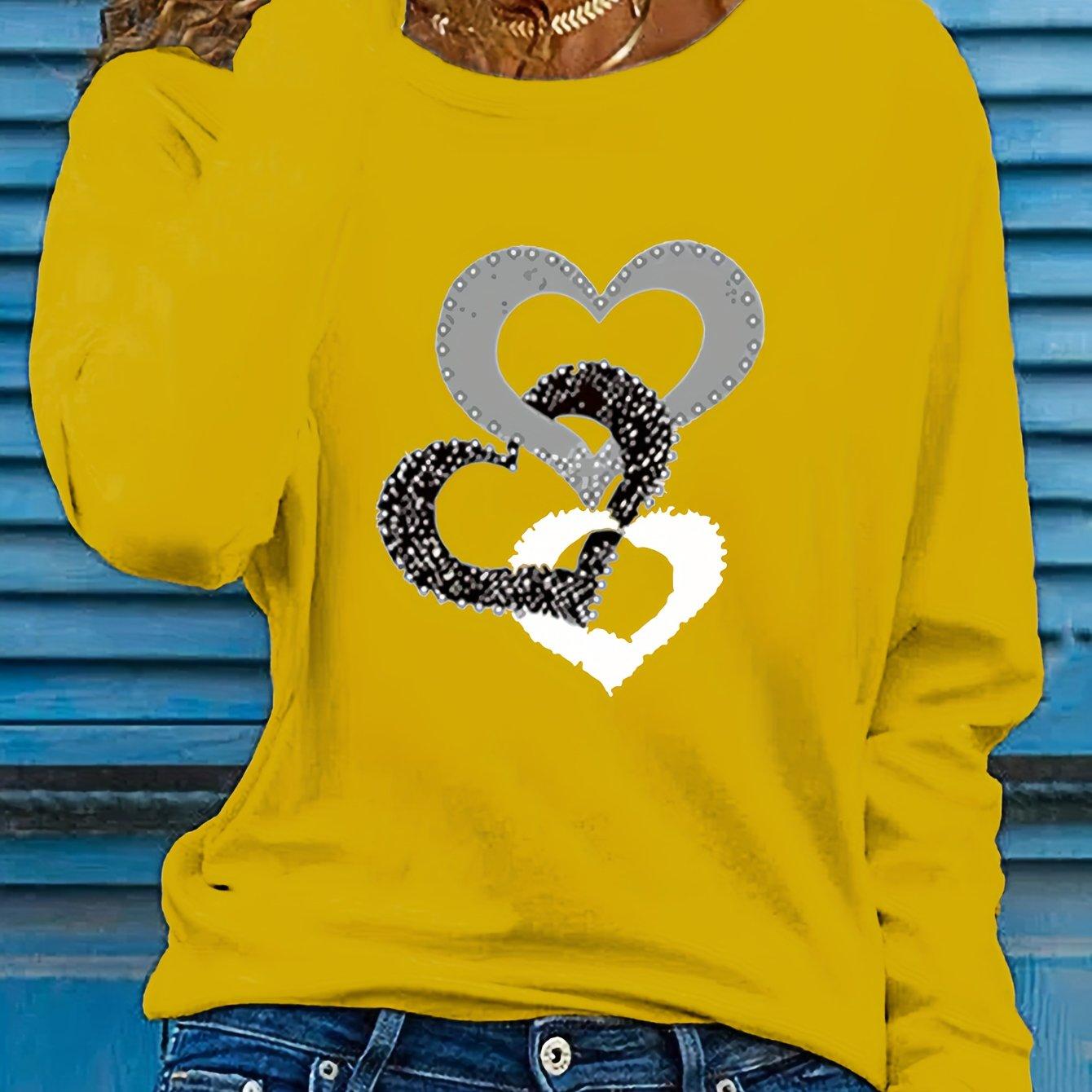 Frühling und Herbst Damen Casual Langarm T-Shirts, herzförmige Rundhals T-Shirts, Damenbekleidung XL Frühling und Herbst Damen Casual Langarm T-Shirts, herzförmige Rundhals T-Shirts, Damenbekleidung XL von Joom DACH