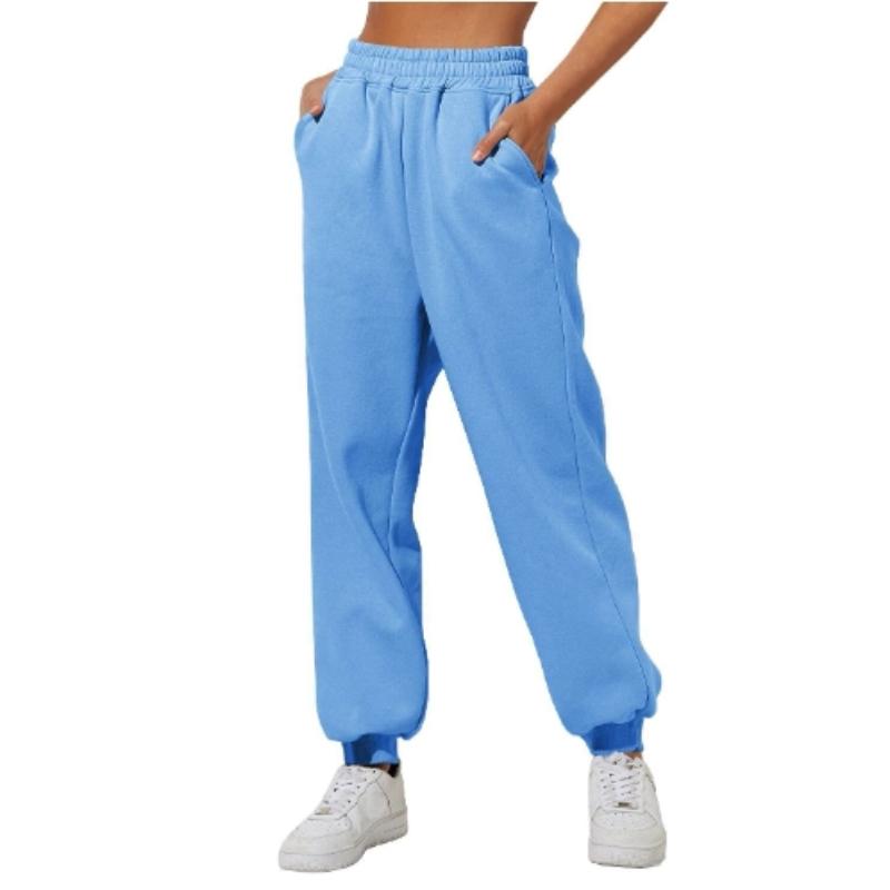 Frühling und Herbst Damen Hosen Hohe Elastische Taille Einfarbig Casual Hosen Weiche Warme Taschen Lose Frühling Herbst Jogginghose Jogginghose XXL blau von Joom DACH