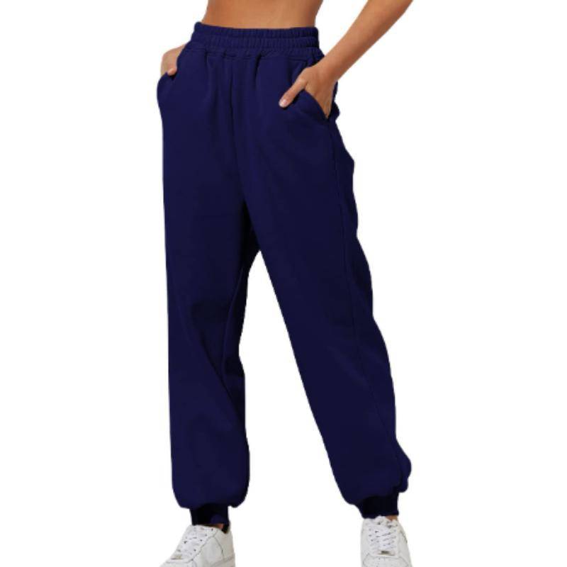 Frühling und Herbst Damen Hosen Hohe Elastische Taille Einfarbig Casual Hosen Weiche Warme Taschen Lose Frühling Herbst Jogginghose Jogginghose XXL navy blau von Joom DACH
