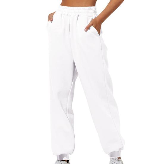 Frühling und Herbst Damen Hosen Hohe Elastische Taille Einfarbig Casual Hosen Weiche Warme Taschen Lose Frühling Herbst Jogginghose Jogginghose XXL weiß von Joom DACH
