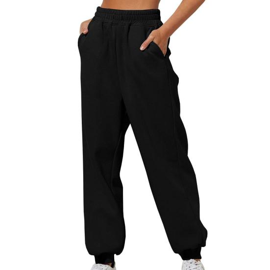 Frühling und Herbst Damen Hosen Hohe Elastische Taille Einfarbig Casual Hosen Weiche Warme Taschen Lose Frühling Herbst Jogginghose Jogginghose XXXL von Joom DACH