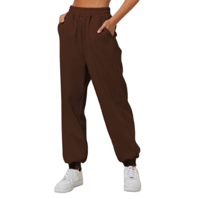 Frühling und Herbst Damen Hosen Hohe Elastische Taille Einfarbig Casual Hosen Weiche Warme Taschen Lose Frühling Herbst Jogginghose Jogginghose XXXL braun von Joom DACH