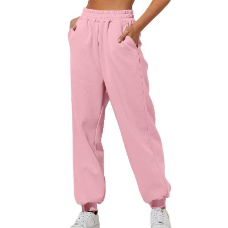 Frühling und Herbst Damen Hosen Hohe Elastische Taille Einfarbig Casual Hosen Weiche Warme Taschen Lose Frühling Herbst Jogginghose Jogginghose XXXL von Joom DACH