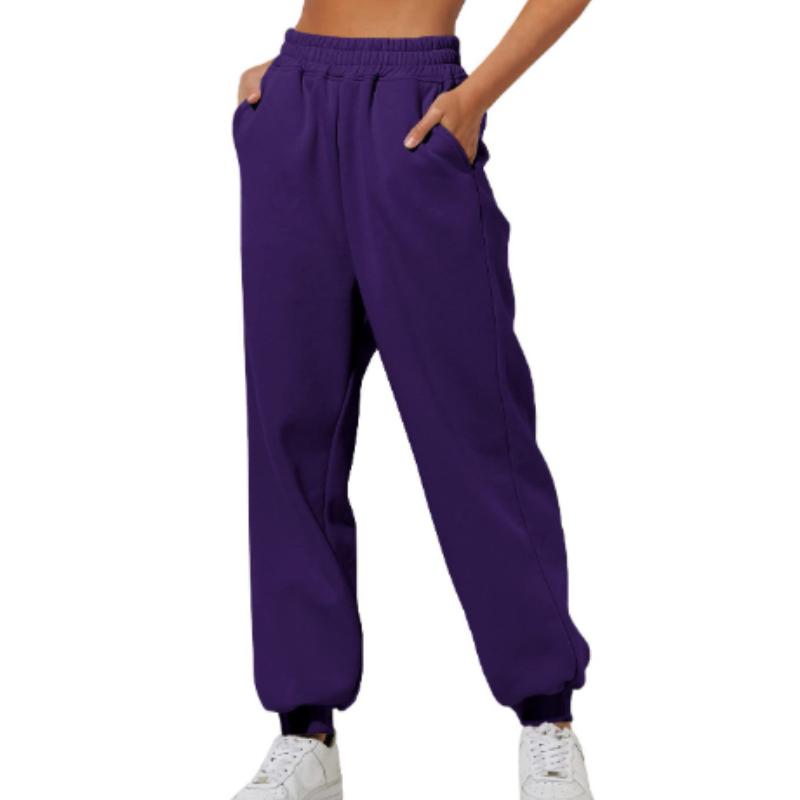 Frühling und Herbst Damen Hosen Hohe Elastische Taille Einfarbig Casual Hosen Weiche Warme Taschen Lose Frühling Herbst Jogginghose Jogginghose XXXL von Joom DACH