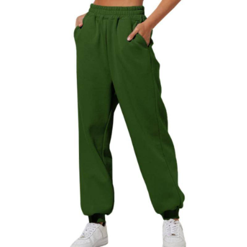 Frühling und Herbst Damen Hosen Hohe Elastische Taille Einfarbig Casual Hosen Weiche Warme Taschen Lose Frühling Herbst Jogginghose Jogginghose XXXL von Joom DACH
