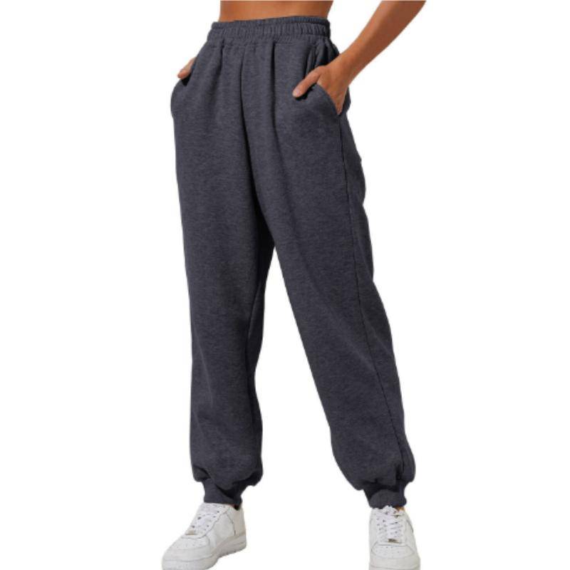 Frühling und Herbst Damen Hosen Hohe Elastische Taille Einfarbig Casual Hosen Weiche Warme Taschen Lose Frühling Herbst Jogginghose Jogginghose XXXL dunkelgrau von Joom DACH