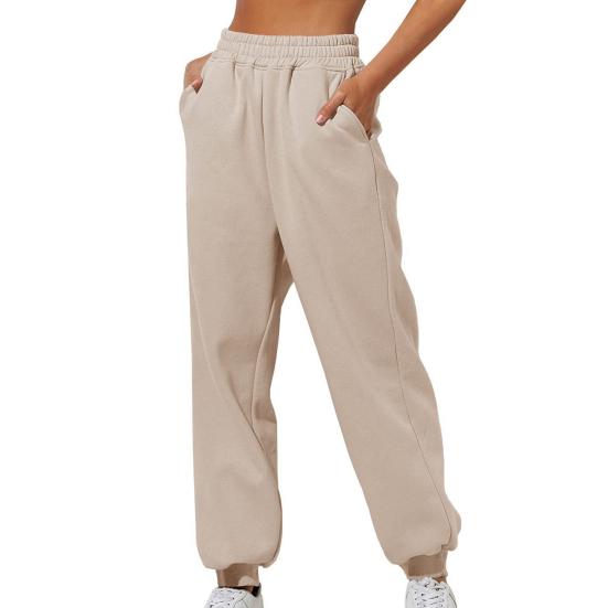 Frühling und Herbst Damen Hosen Hohe Elastische Taille Einfarbig Casual Hosen Weiche Warme Taschen Lose Frühling Herbst Jogginghose Jogginghose XXXL apricot von Joom DACH