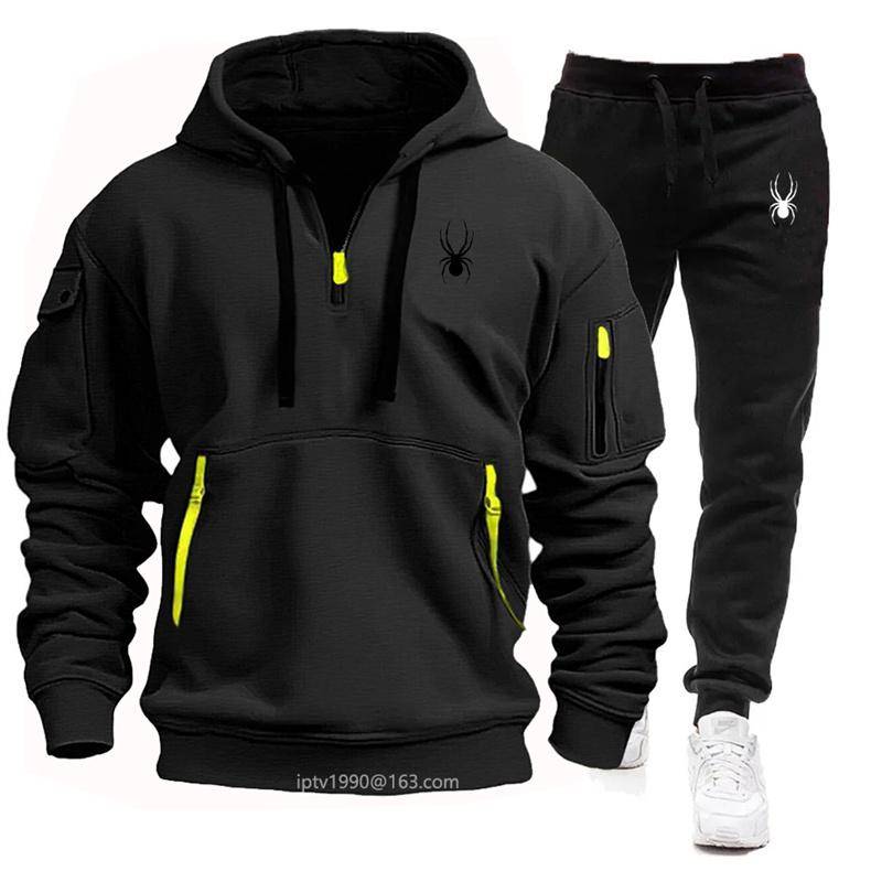 Frühling und Herbst Damen Multi-Pocket-Reißverschluss-Hoodie + Jogginghose Zweiteiliges Jogging-Freizeit-Fitness-Sportbekleidungsset S von Joom DACH