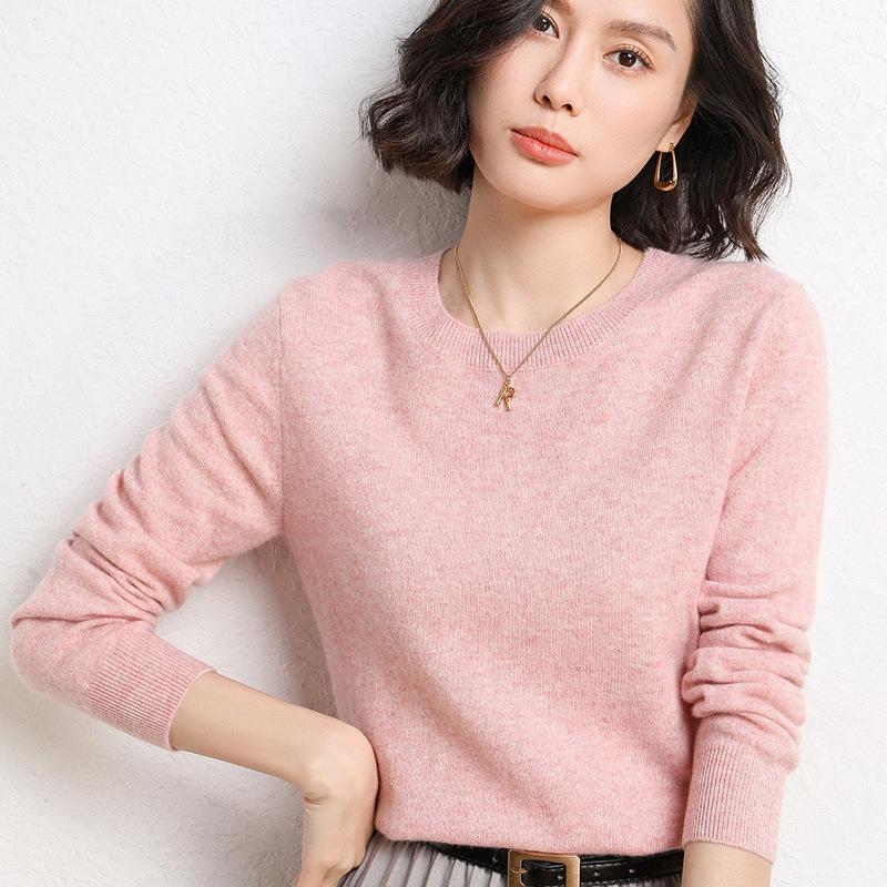 Frühling und Herbst Damen Pullover Pullover Strickpullover Rundhals Langarm Pullover Bottom Shirt Einfarbiger Pullover L rosa Frühling und Herbst Damen Pullover Pullover Strickpullover Rundhals Langarm Pullover Bottom Shirt Einfarbiger Pullover L rosa von Joom DACH