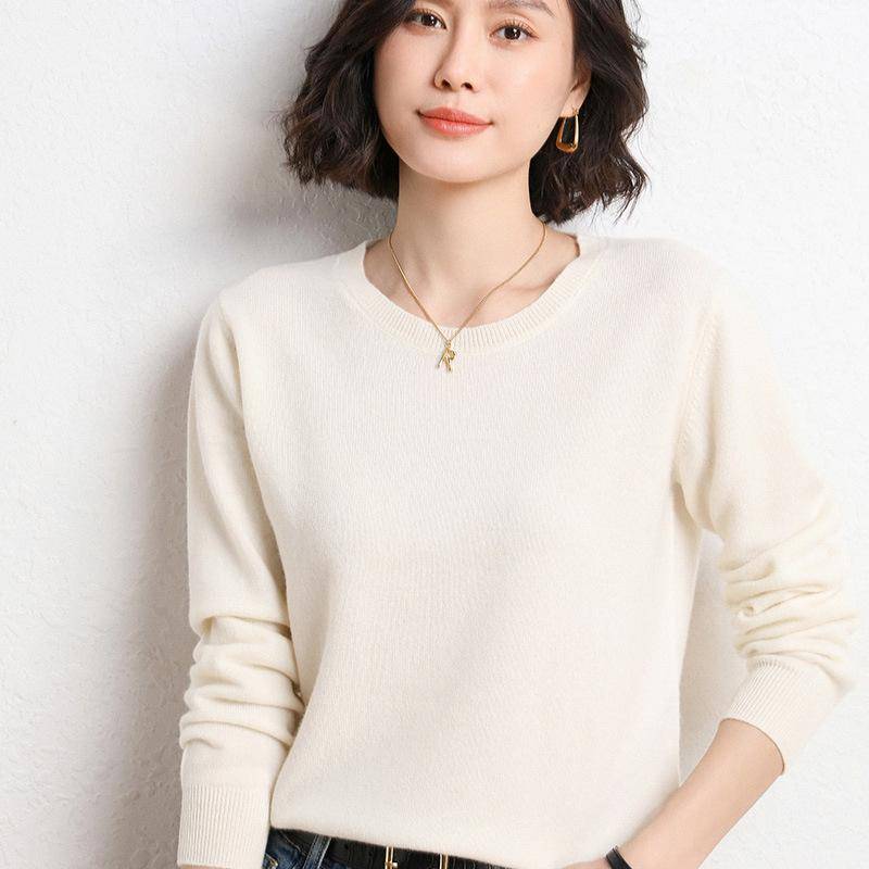 Frühling und Herbst Damen Pullover Pullover Strickpullover Rundhals Langarm Pullover Bottom Shirt Einfarbiger Pullover L weiß Frühling und Herbst Damen Pullover Pullover Strickpullover Rundhals Langarm Pullover Bottom Shirt Einfarbiger Pullover L weiß von Joom DACH