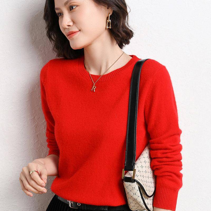 Frühling und Herbst Damen Pullover Pullover Strickpullover Rundhals Langarm Pullover Bottom Shirt Einfarbiger Pullover XXL rot Frühling und Herbst Damen Pullover Pullover Strickpullover Rundhals Langarm Pullover Bottom Shirt Einfarbiger Pullover XXL rot von Joom DACH