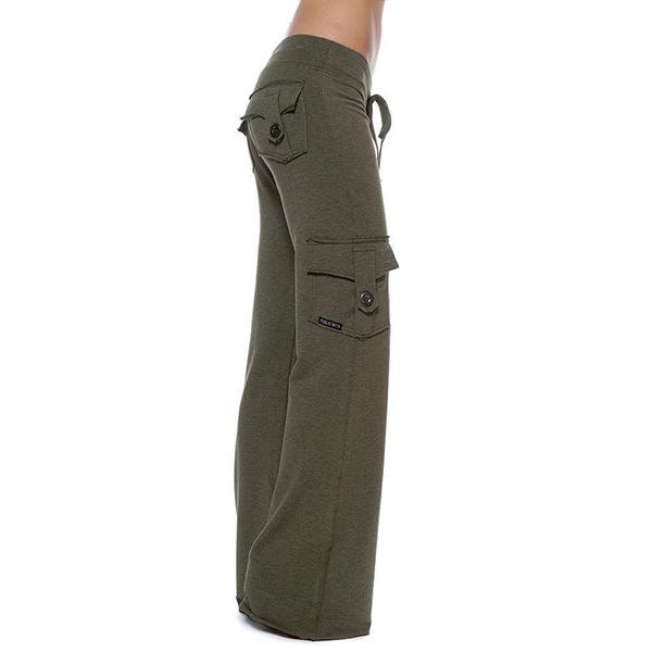 Frühling und Herbst Damen Stretch Taille Knopf Tasche Yoga Hose 2XL grün von Joom DACH