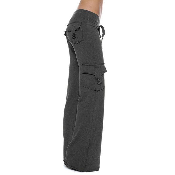 Frühling und Herbst Damen Stretch Taille Knopf Tasche Yoga Hose 4XL dunkelgrau von Joom DACH