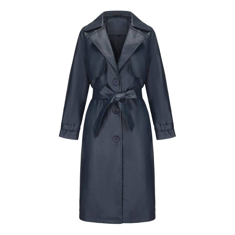 Frühling und Herbst Damen Windjacke Lange Lockere Jacke PU Lederjacke Damen Klassische Reversjacke mit Gürtel M von Joom DACH