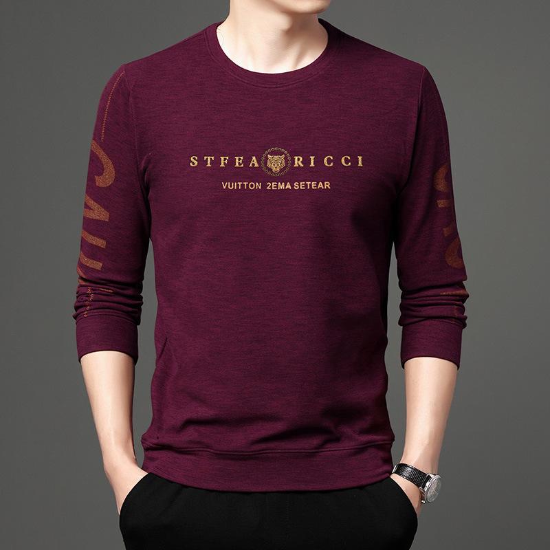 Frühling und Herbst Herren Langarm T-Shirt Jugend Casual Rundhals Brief Print Pullover Herren Top Kleidung XXXXL von Joom DACH