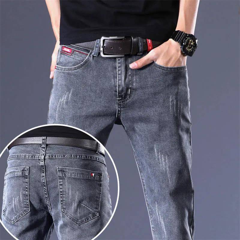 Frühling und Herbst Herren Stretch Jeans Retro Slim Jugend Freizeithose 27 von Joom DACH