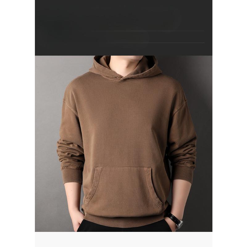 Frühling und Herbst Herren Verdickter Einfarbiger Langarmpullover Mit Kapuze Lockeres Langarm-T-Shirt Für Jugendliche XXL von Joom DACH