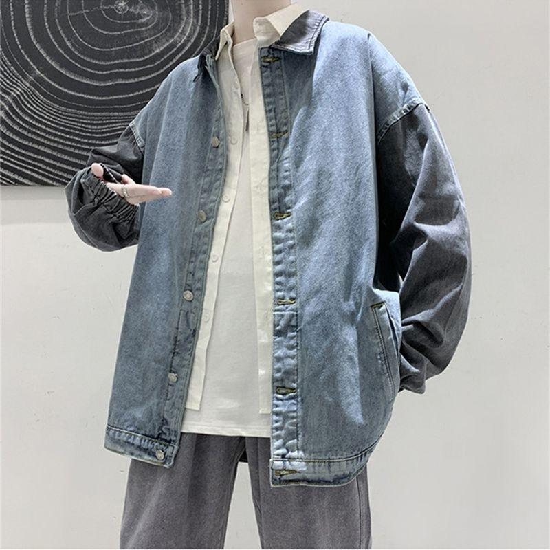 Frühling und Herbst Hongkong Mode Jeansjacke Herren Freizeitanzug Locker Hundert Studenten Jacke XXXL blau von Joom DACH