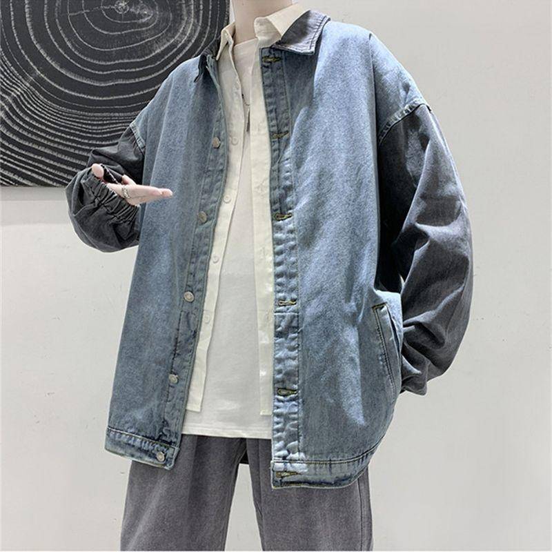 Frühling und Herbst Hongkong Mode Jeansjacke Herren Freizeitanzug Locker Hundert Studenten Jacke XXXL blau von Joom DACH