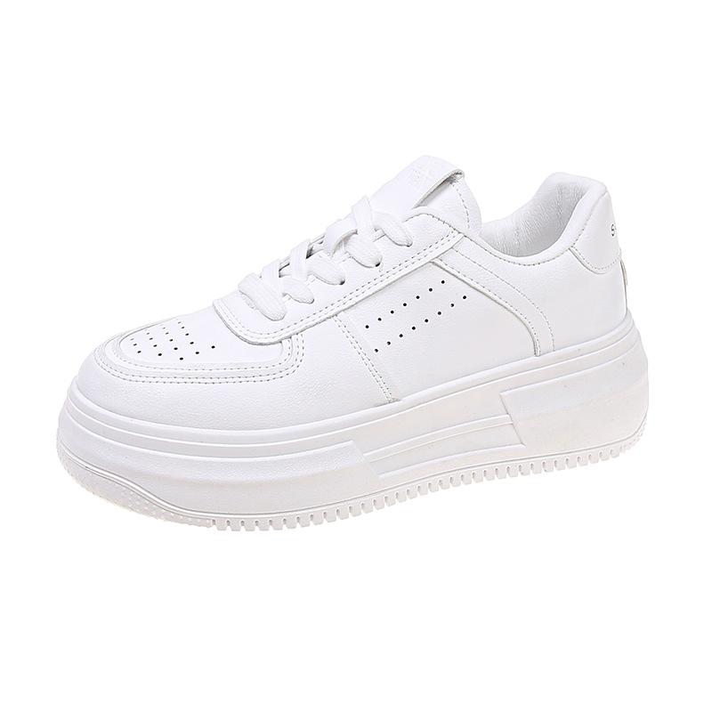 Frühling und Herbst Koreanische Version von Weichleder Kleine Weiße Schuhe Damen Dicksohlige Muffin Mode Damen Weiße Lässige Sportschuhe 36 weiß von Joom DACH