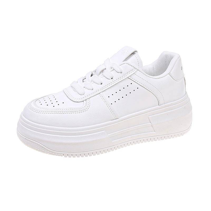 Frühling und Herbst Koreanische Version von Weichleder Kleine Weiße Schuhe Damen Dicksohlige Muffin Mode Damen Weiße Lässige Sportschuhe 36 weiß von Joom DACH
