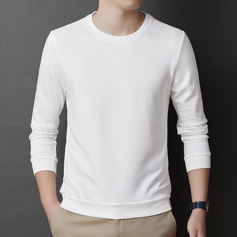 Frühling und Herbst Langarm T-Shirt Herren Rundhals Einfaches Einfarbiges T-Shirt Unterhemd Baumwoll Sweatshirt Freizeithemd Oberbekleidung XXXL von Joom DACH