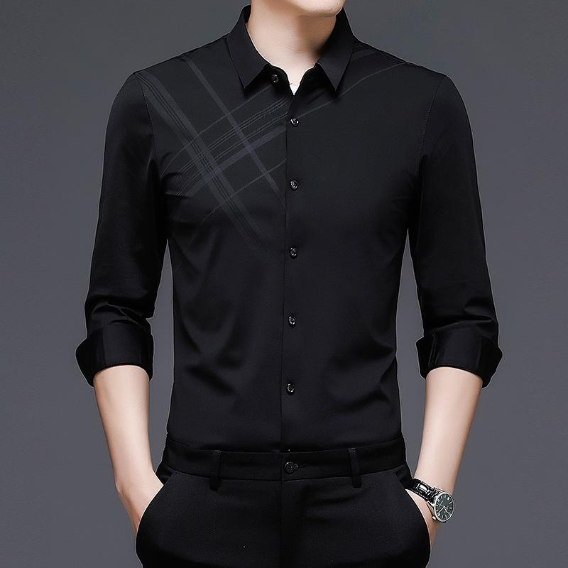 Frühling und Herbst Langarmhemden für Männer mittleren Alters, Fit Shirts für Väter, Casual Business Printed Plaid Shirts, Dünn XXXXL von Joom DACH