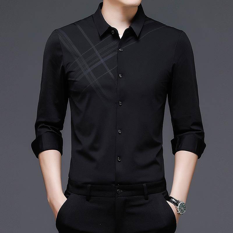 Frühling und Herbst Langarmhemden für Männer mittleren Alters, Fit Shirts für Väter, Casual Business Printed Plaid Shirts, Dünn XXXXL von Joom DACH