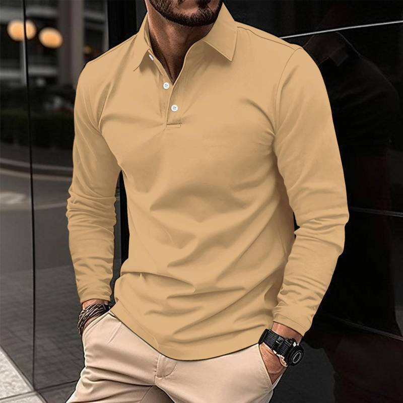 Frühling und Herbst Mode Poloshirt Herren Langarm Sport Poloshirt Pullover XXL khaki von Joom DACH