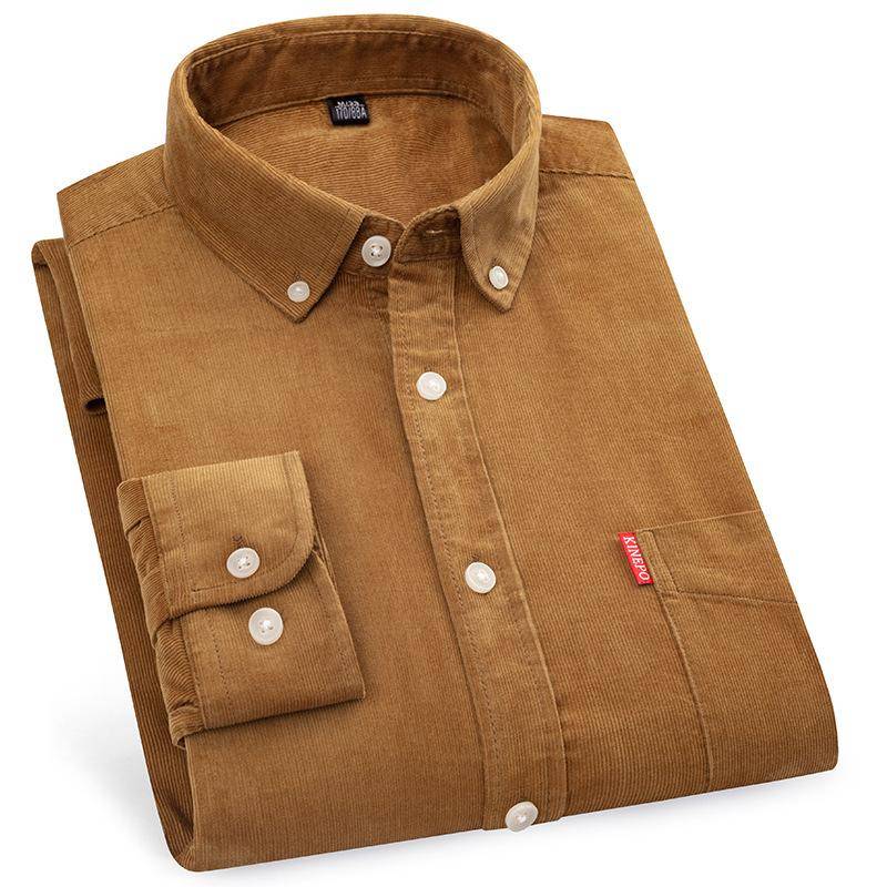 Frühling und Herbst Neue Baumwolle Cord Langarm Hemd Männer Slim Work Hemd Männer Gestreiften Trendy Business Inch Hemd 4XL von Joom DACH