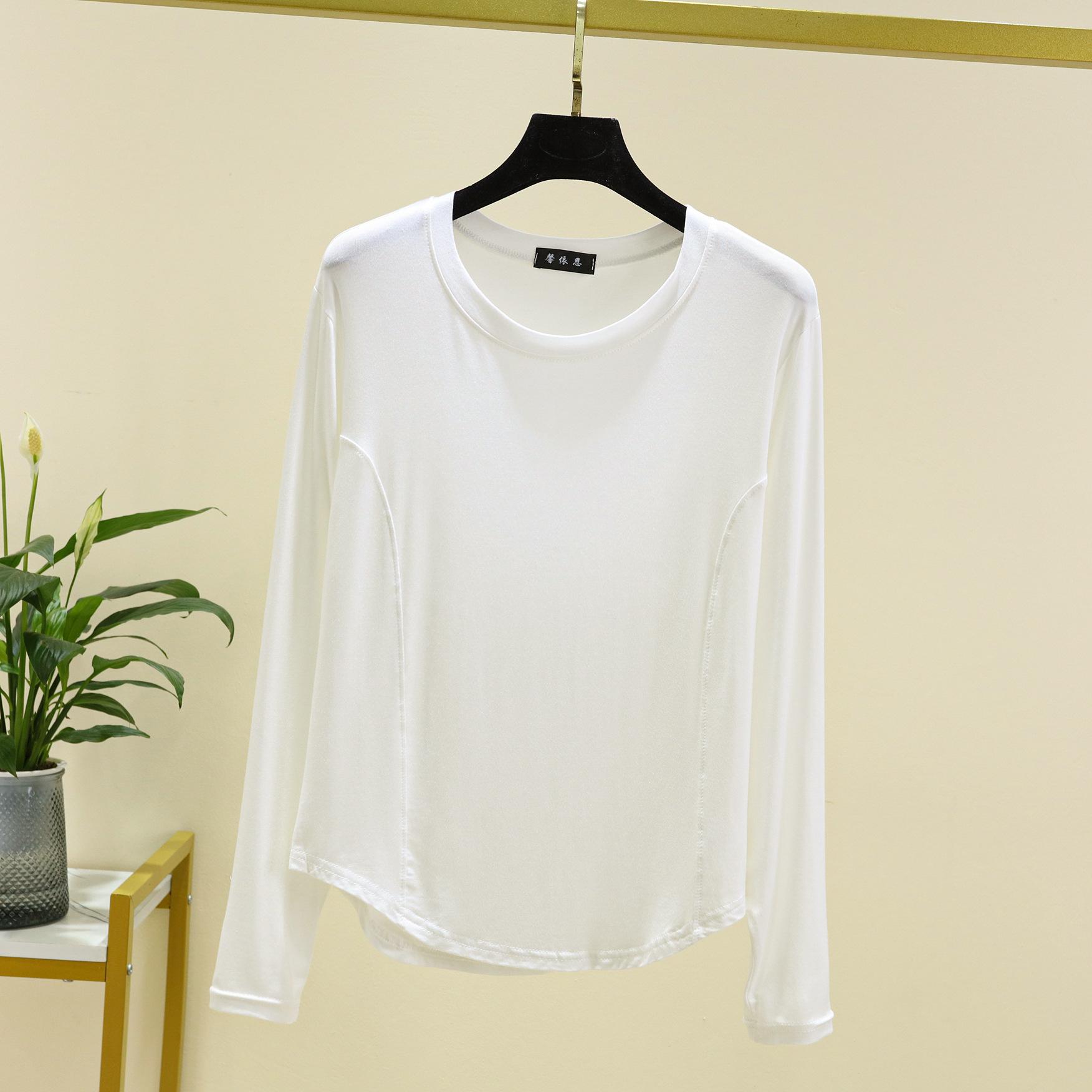 Frühling und Herbst Neue Damen Einteiler Pyjama Modal Großer Rundhals Langarm T-Shirt Top Dünner Stil mit Homewear 3XL von Joom DACH