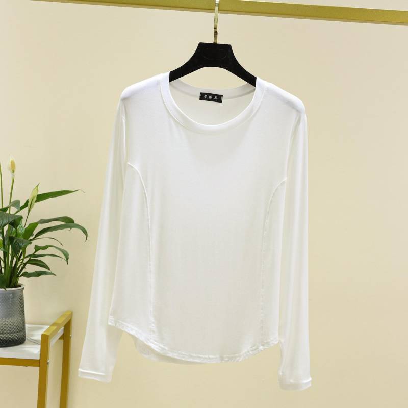 Frühling und Herbst Neue Damen Einteiler Pyjama Modal Großer Rundhals Langarm T-Shirt Top Dünner Stil mit Homewear 3XL von Joom DACH