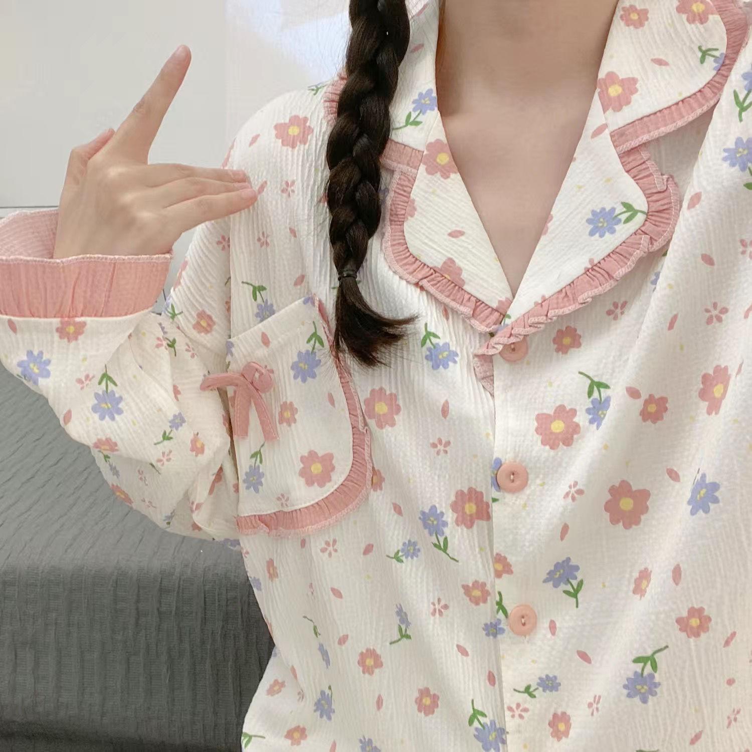 Frühling und Herbst Neue Hauskleidung Damen Süßer Pyjama-Set Mädchen Lockerer Pyjama-Set Japanische Lässige Hauskleidung M von Joom DACH