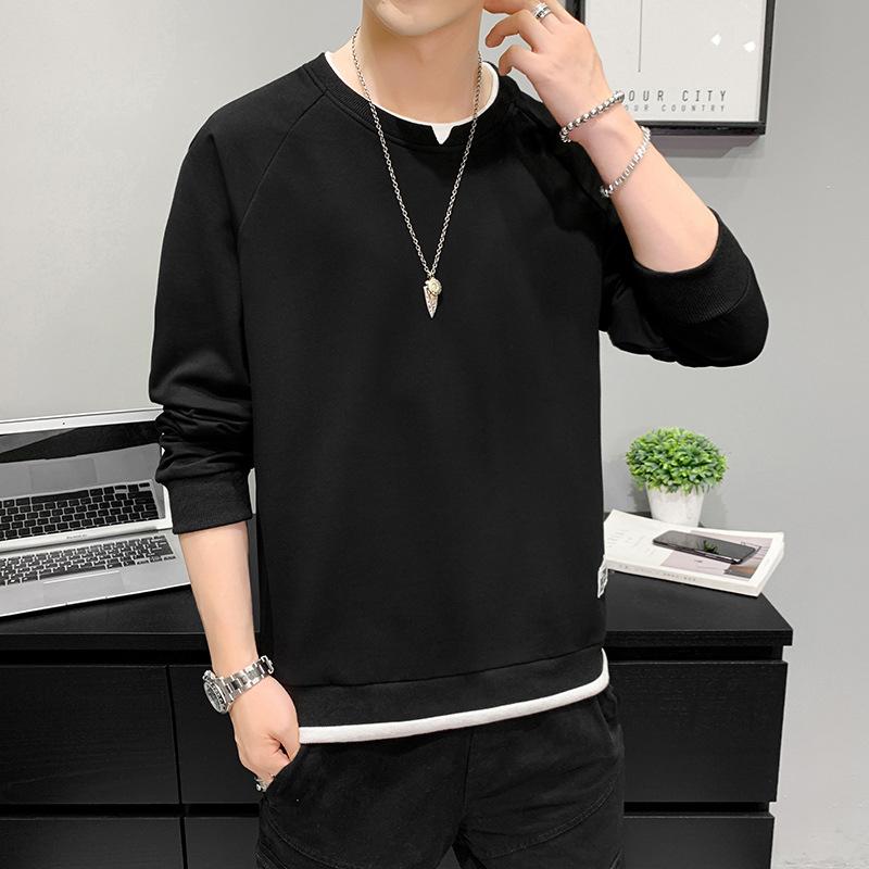 Frühling und Herbst Neue Herren Koreanische Casual Sweatshirt Lose Rundhals Langarm T-shirt Herrenmode Marke Herren Unterhemd XL von Joom DACH