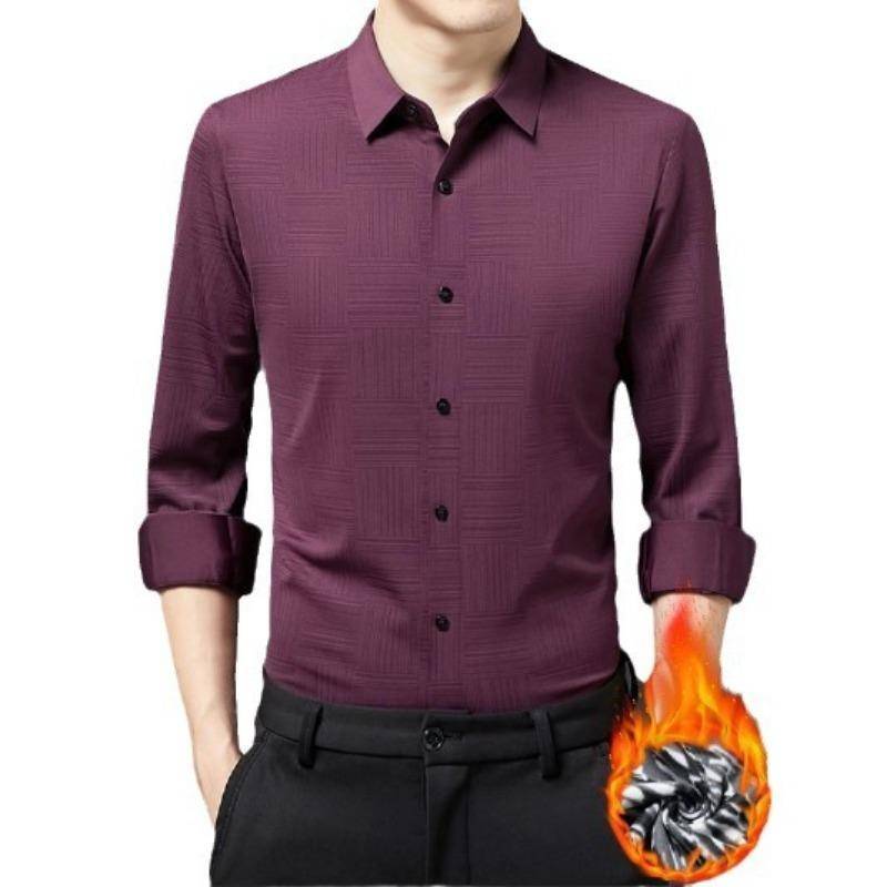 Frühling und Herbst Neue Herren Langarm Samt Verdickt Hemd Business Hemd Trendy Casual One Piece 4XL von Joom DACH