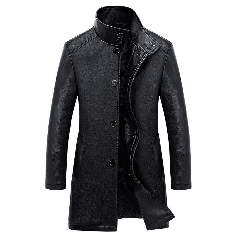 Frühling und Herbst Neue Herren Revers Business Mittellanger und langer Trenchcoat aus Pu-Leder Große lässige Lederjacke 4XL von Joom DACH