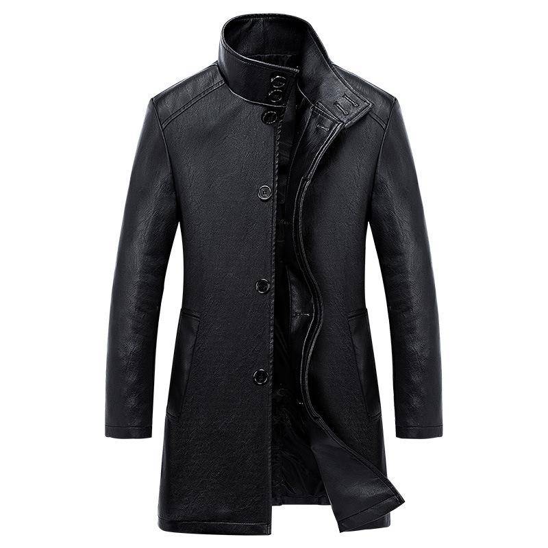 Frühling und Herbst Neue Herren Revers Business Mittellanger und langer Trenchcoat aus Pu-Leder Große lässige Lederjacke 4XL von Joom DACH