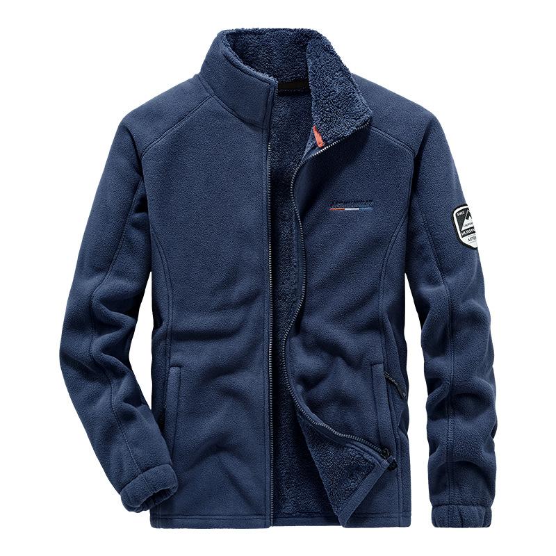 Frühling und Herbst Neue Herren Warme Dicke Warme Fleecejacke Ohne Kapuze Lose Jacke 5XL von Joom DACH