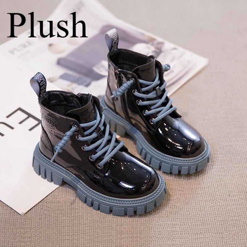 Frühling und Herbst Neue Jungen und Mädchen Baumwolle Gepolsterte Leder Stiefel Samt Kurze Stiefel Kinder Stiefel 30 von Joom DACH