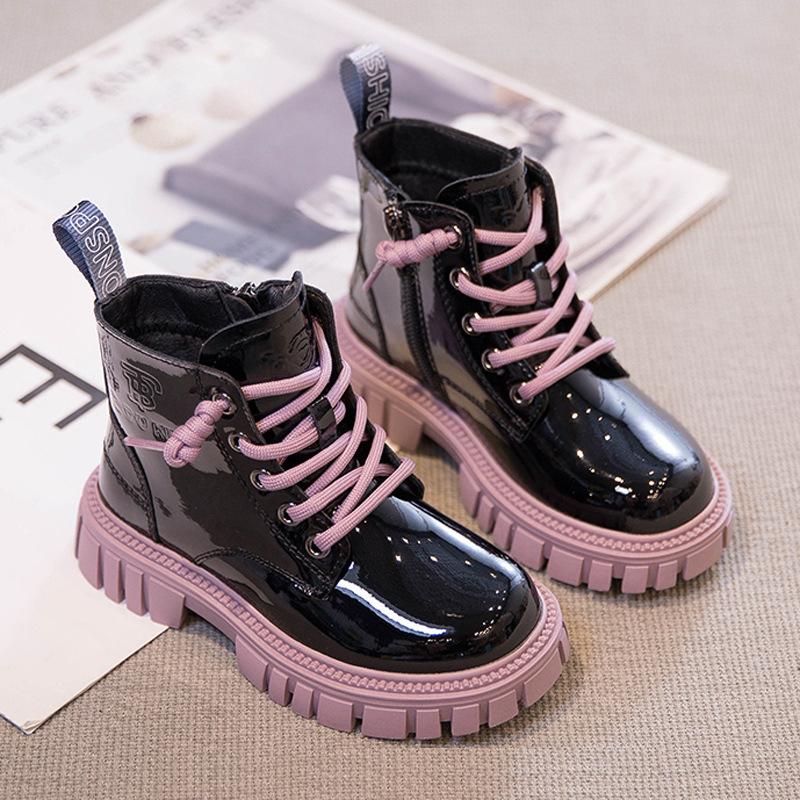 Frühling und Herbst Neue Jungen und Mädchen Baumwolle Gepolsterte Leder Stiefel Samt Kurze Stiefel Kinder Stiefel 31 von Joom DACH