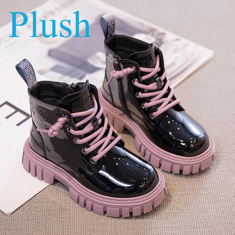 Frühling und Herbst Neue Jungen und Mädchen Baumwolle Gepolsterte Leder Stiefel Samt Kurze Stiefel Kinder Stiefel 36 von Joom DACH