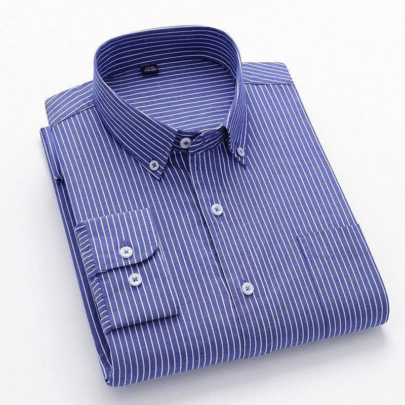 Frühling und Herbst Neue Oxford Gesponnene Baumwolle Langarm Hemd Herren Bügelfrei All-match Arbeitshemd Herren Business Inch Hemd 2XL von Joom DACH